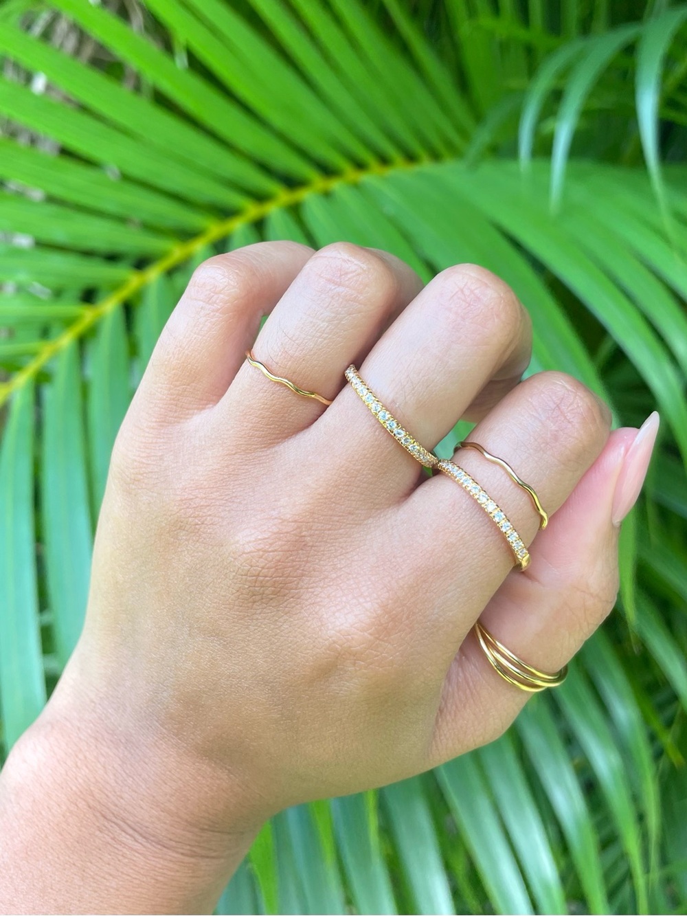 Gold Filled CZ Half Band Ring